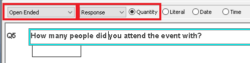 Open Ended question with a quantity response