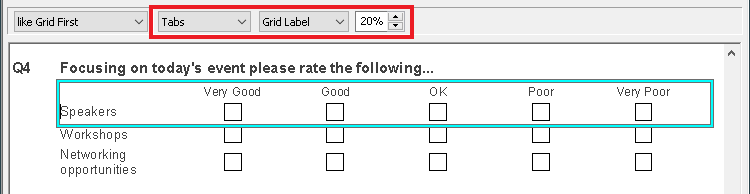 Grid label spacing