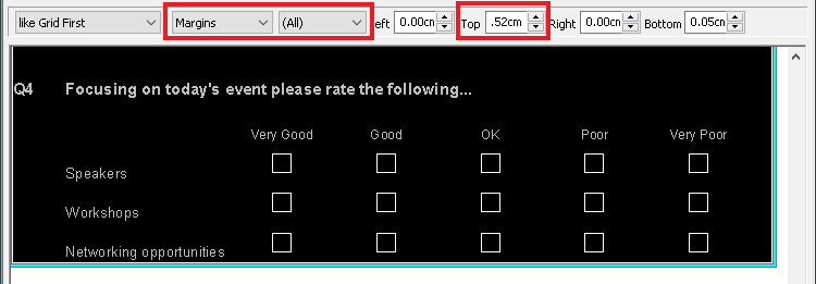 Increase the spacing between the grid rows