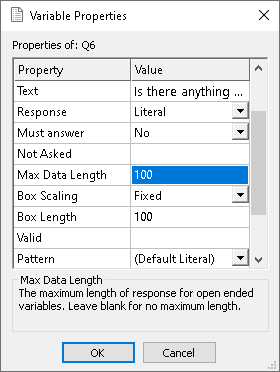 Set the maximum data length