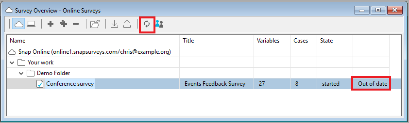 Synchronising the online surveys