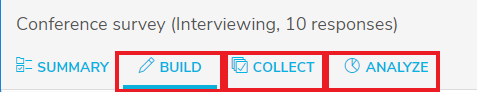 Build, Collect and Analyze tabs in Snap Online
