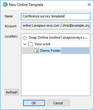 New Online Template dialog