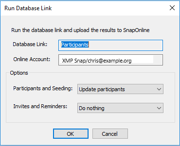 Run the database link and upload the results to Snap Online
