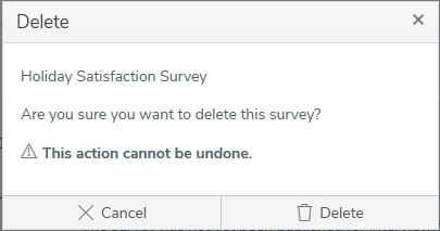 Confirm deletion message