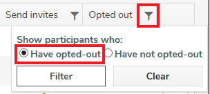 Filter the list of participants who have opted out