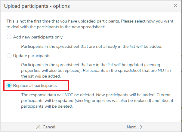 Replace all participants in the Participants wizard