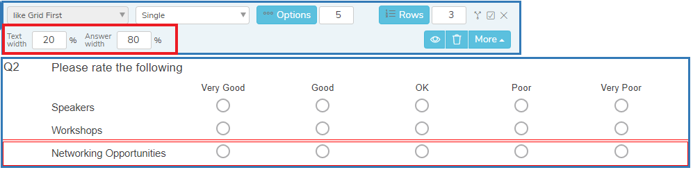 Grid question spacing properties