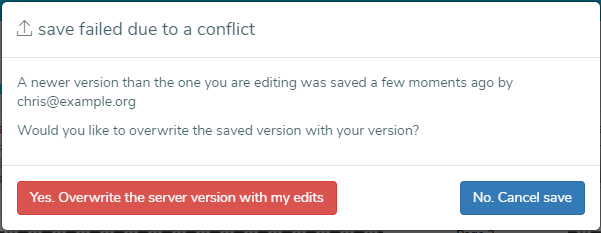 Save failed due to a conflict message