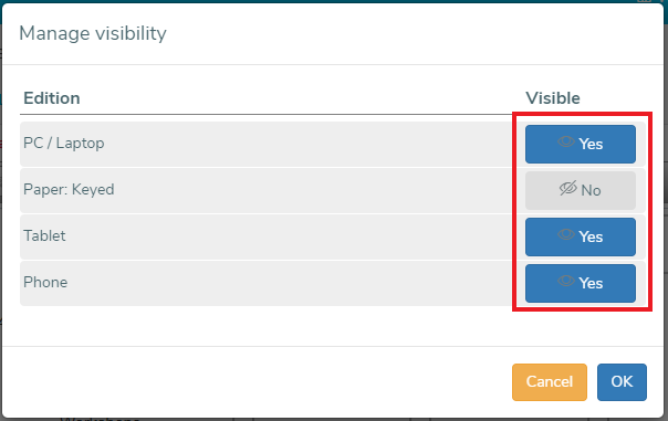 Manage visibility for each edition