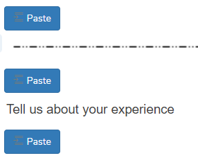 Paste buttons showing the location to paste the question