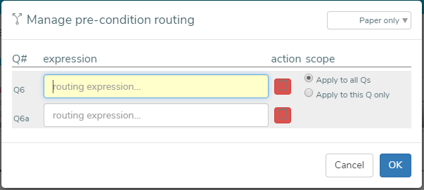 Manage pre-condition routing for ask this question if routing