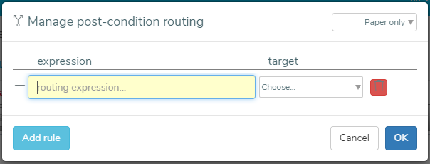 Manage post-condition routing