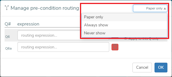 Show the routing icons on the questionnaire