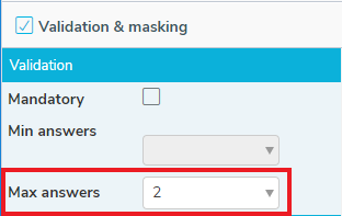Set the maximum number of answers allowed for a multi choice question
