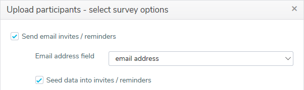 Upload participants wizard - select invitation options