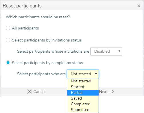 Reset the invitation schedule for a group of participants
