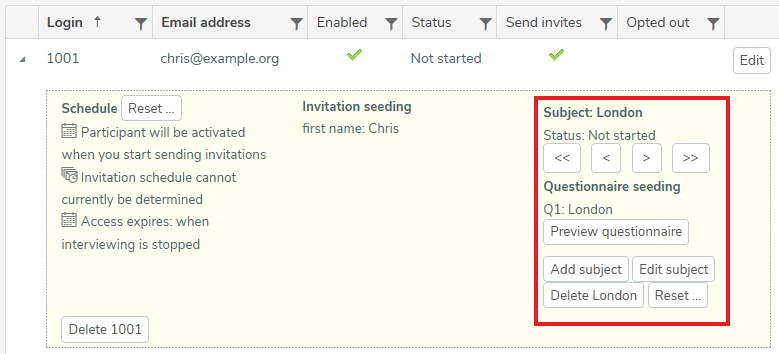 Group questionnaire seeding