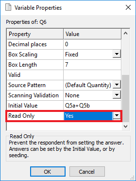 Read only flag in the Variable Properties dialog