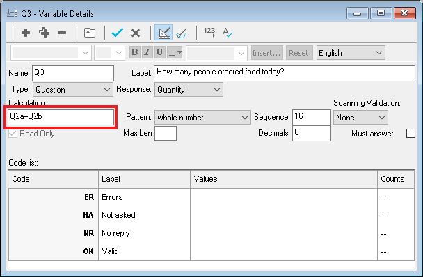 Enter an initial value in the Variable Details window