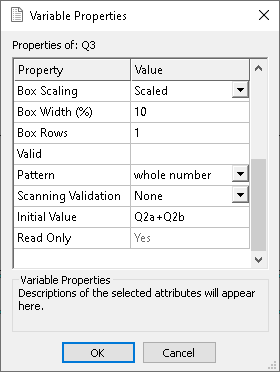 Enter an initial value in the Variable Properties dialog