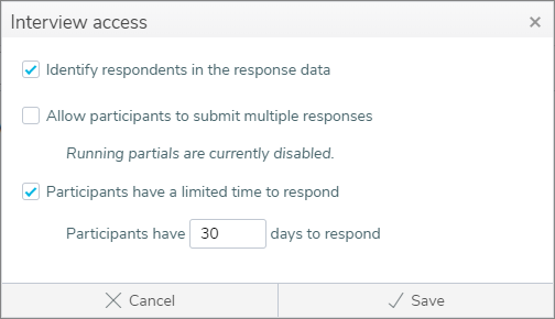 Interview access settings