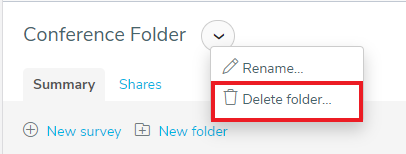 Delete folder menu