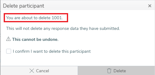 Delete participant confirmation