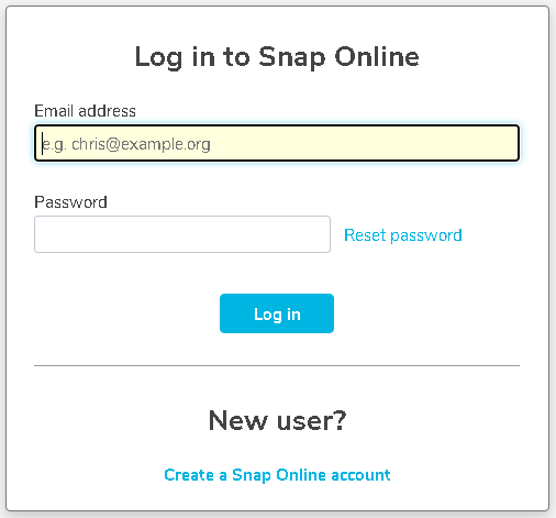 Log in to Snap Online