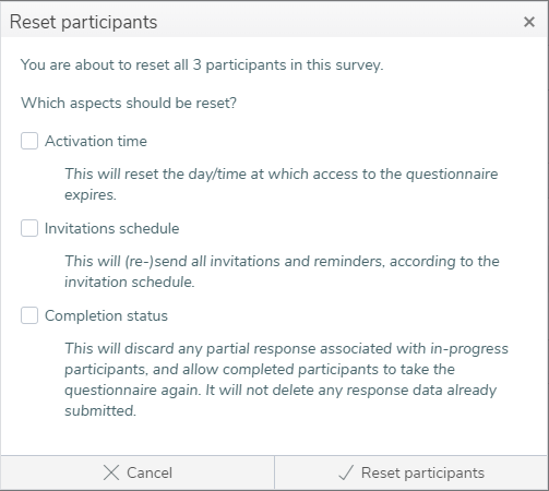 Reset participants wizard final page