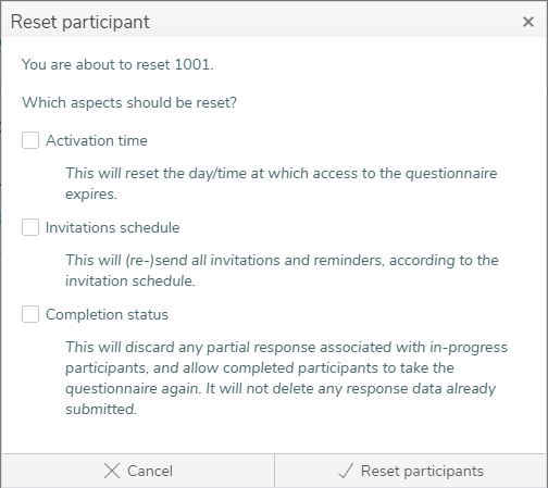 Reset an individual participant