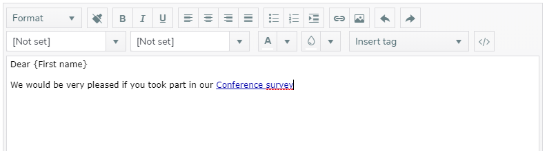 Formatting of the survey link