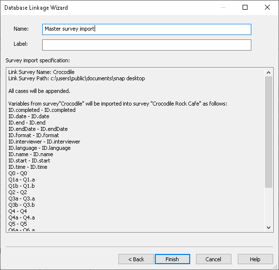 Data link summary