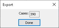 Message showing how many cases were exported