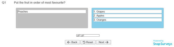 Ranking question shown in a live interview