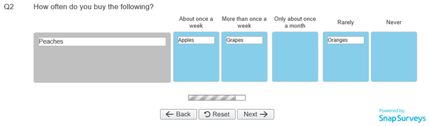 Drag and Drop categorized question in a live interview