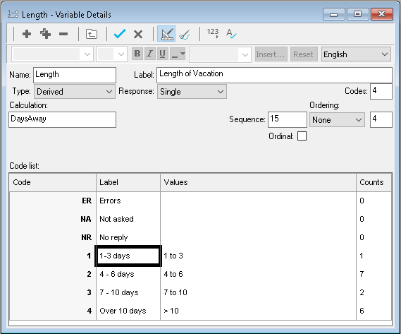 Derived variable categorizing the length of stay into bands