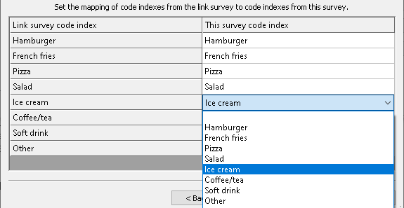 Map the question variables