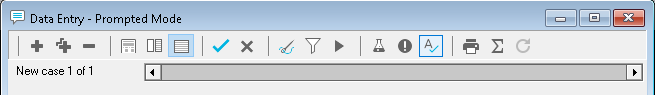 New case entry in the Data Entry window