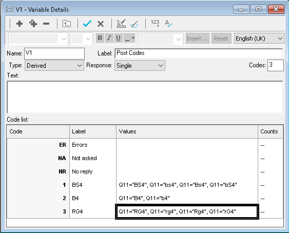 Derived variable used to analyze postcodes and zip codes