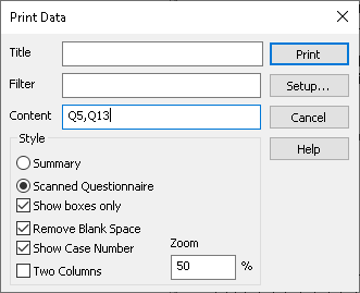 Print the scanned images of the response data