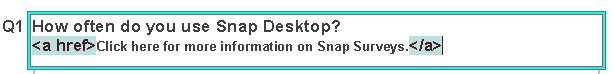 Question showing hyperlink tags