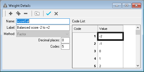 Weight Details dialog