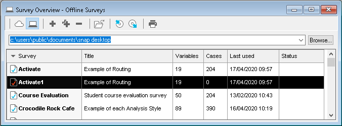 Survey Overview showing offline surveys