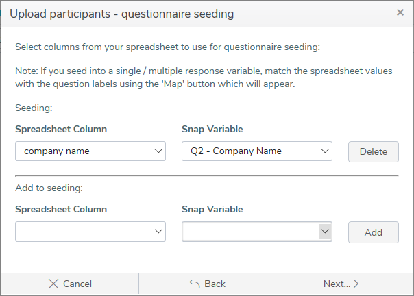 Upload Participants wizards on questionnaire seeding 