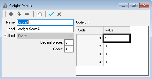 Create the weight indicating a correct answer