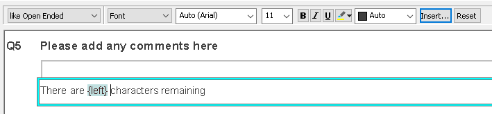 Footnote with character counter inserted