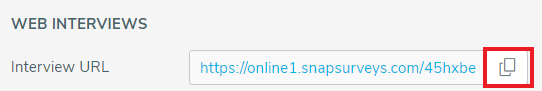 Interview URL with the Copy to clipboard icon highlighted