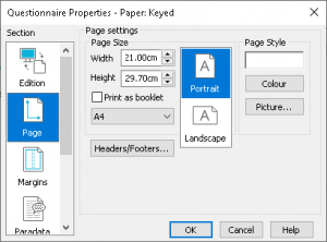 Page settings | SnapSurveys