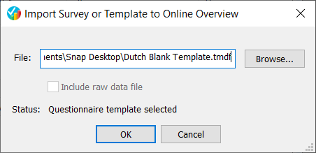 The Import Survey or Template dialog